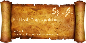 Szilvásy Joakim névjegykártya